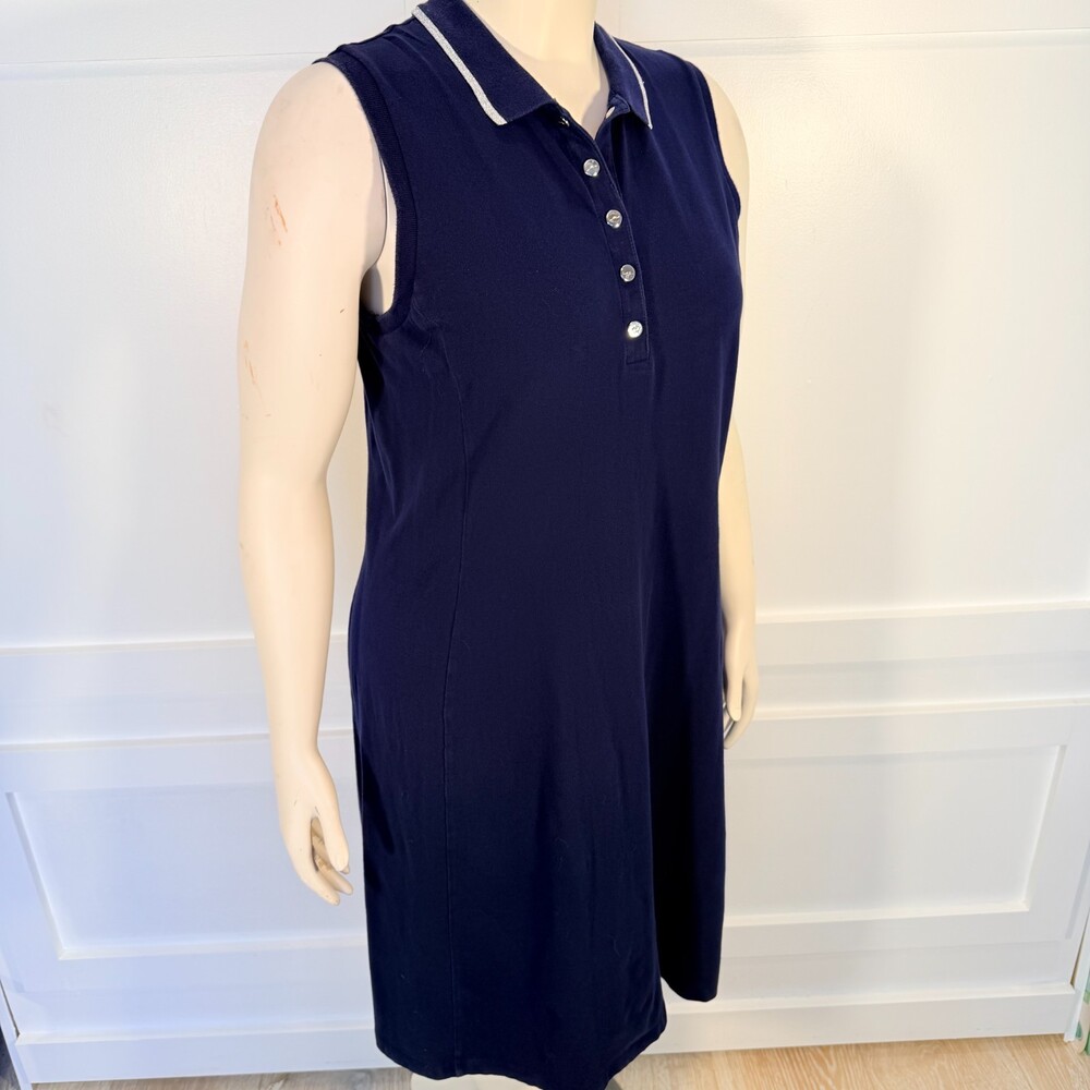 Lauren Ralph Lauren Sundress Womens XL Navy Collared Sleeveless Mid Length - Picture 5 of 11